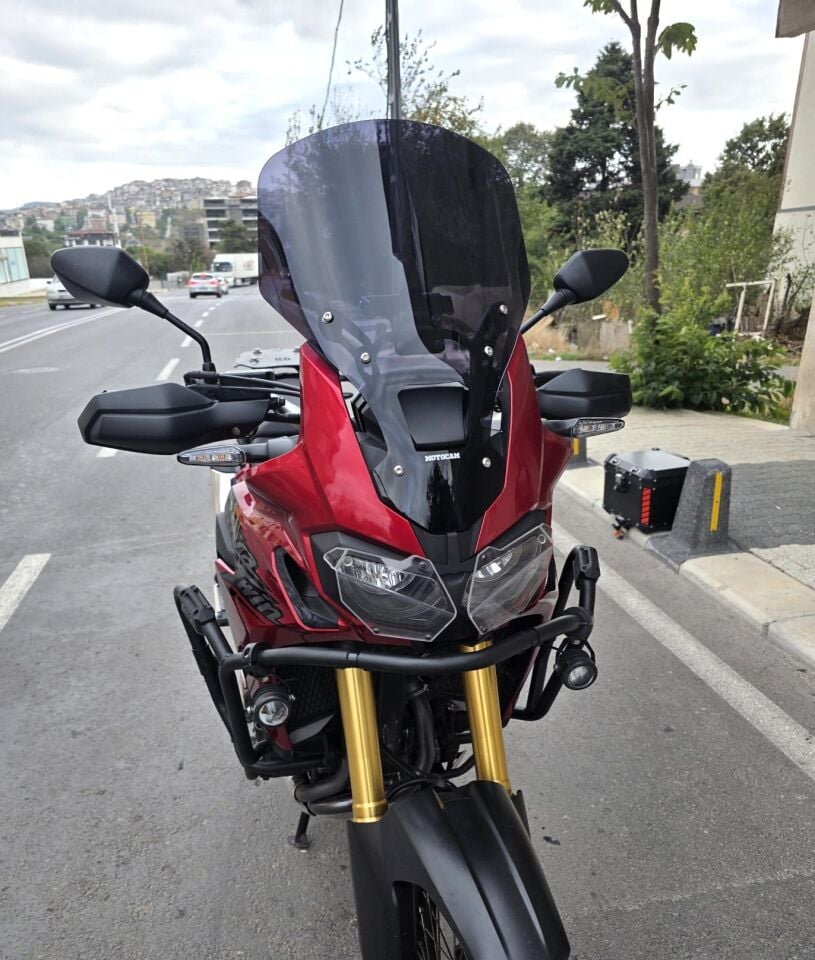 MOTOCAM Honda Africa Twin CRF 1000 Ön Cam 2016-2020 Model 55cm Siyah Renkli 4mm UZUN