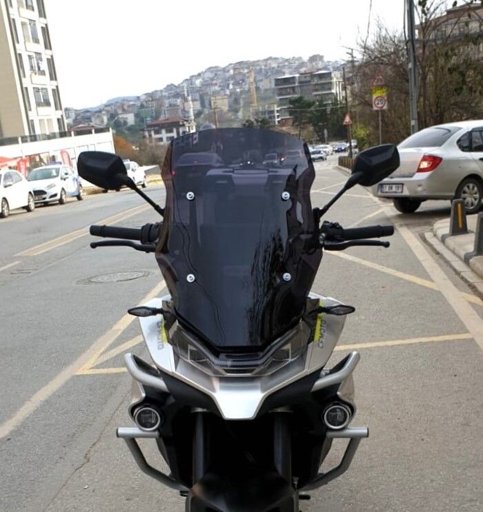 MOTOCAM CF Moto 800 MT Ön Cam 2019-2026-2026 Model 57cm Siyah Renkli 4mm