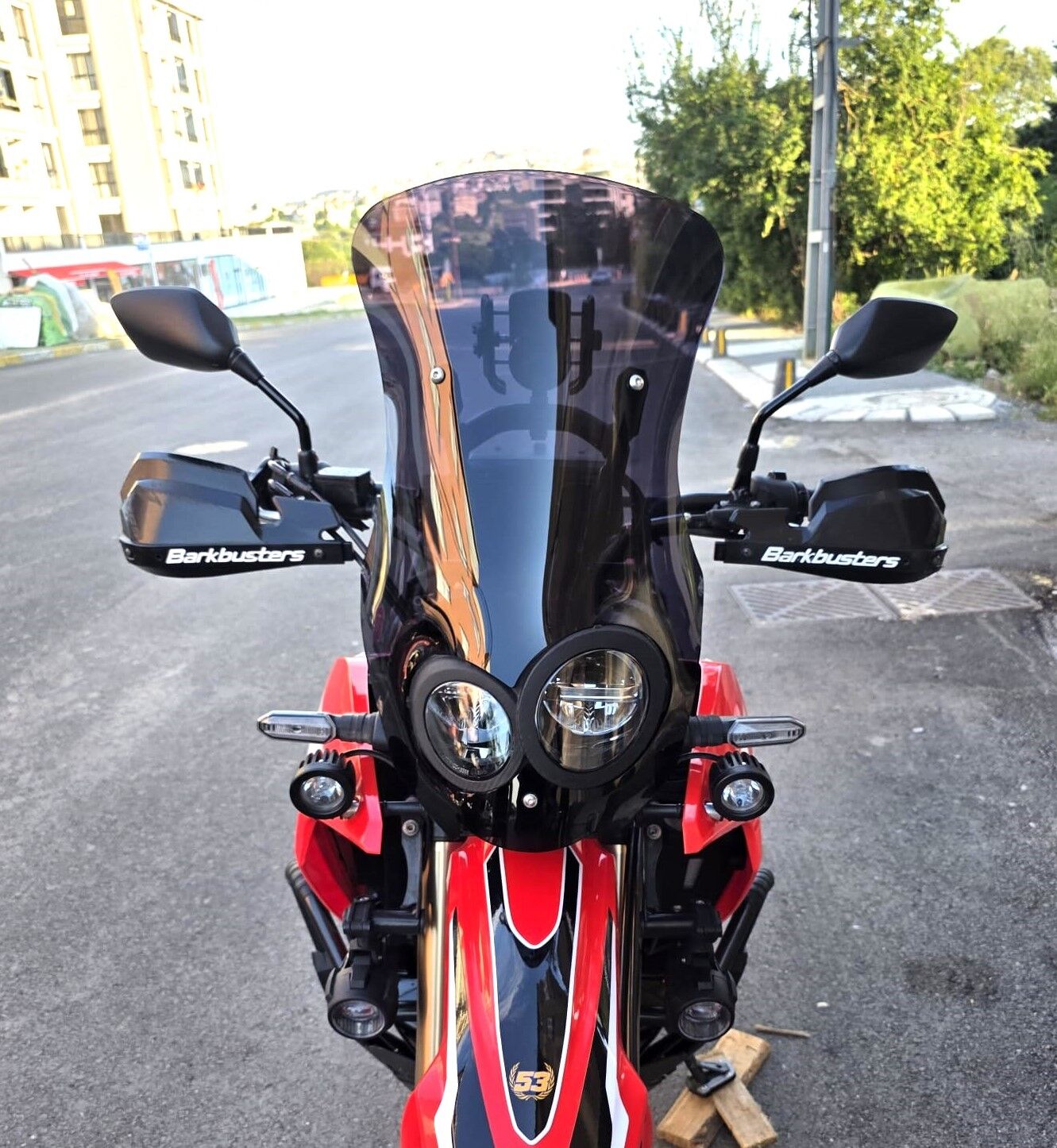 MOTOCAM Honda CRF 300 Rally Siperlik Ön Cam 2017-2025 Model 56cm Siyah Renkli 4mm