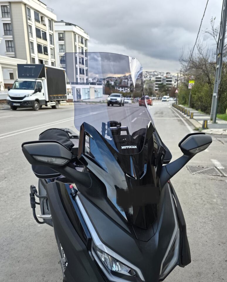 MOTOCAM Honda Forza 250 Ön Cam 2021-2026 Model 60cm Füme Renkli 4mm UZUN CAM