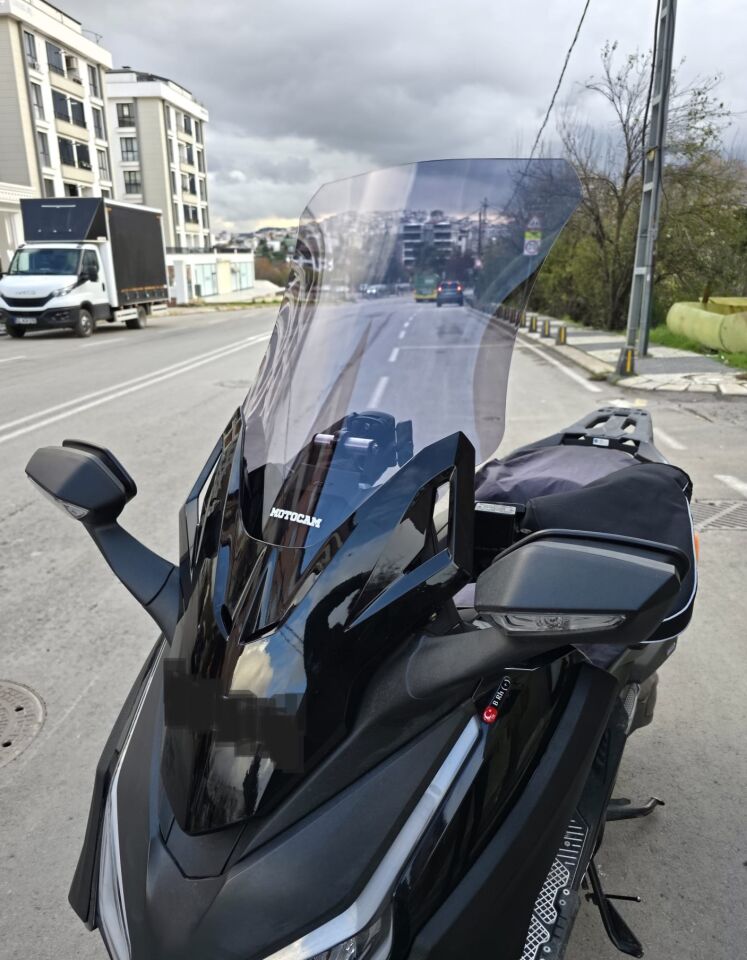 MOTOCAM Honda Forza 250 Ön Cam 2021-2026 Model 60cm Füme Renkli 4mm UZUN CAM