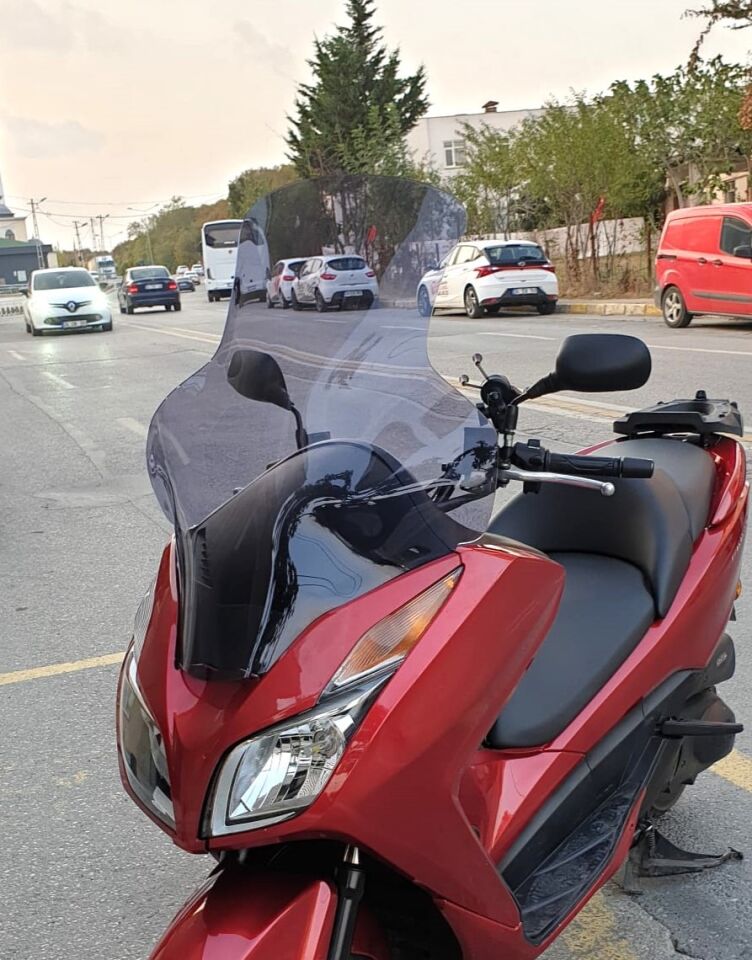 MOTOCAM Honda Forza 300 Ön Cam 2014-2017 Elcikli 78cm Füme Renkli 4mm UZUN