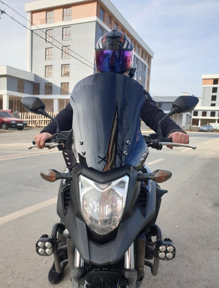 MOTOCAM Honda NC 700 750 X Ön Cam 2012-2015 Model 50cm Siyah Renkli 4mm ORTA BOYLU