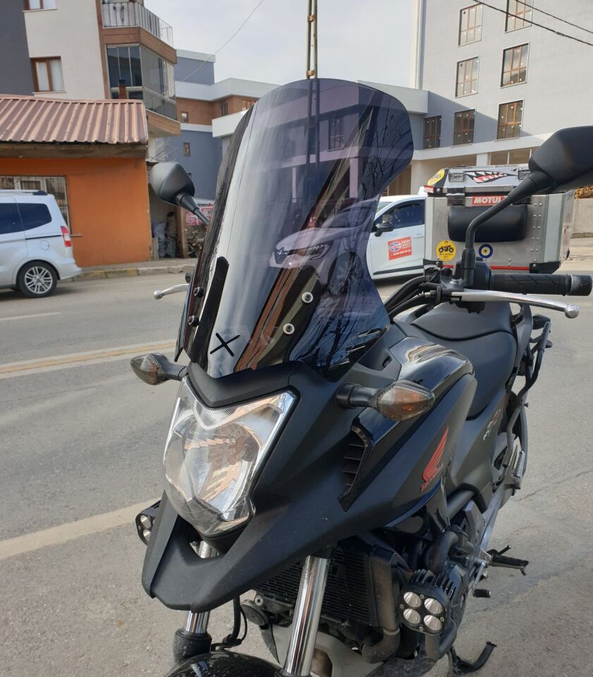 MOTOCAM Honda NC 700 750 X Ön Cam 2012-2015 Model 50cm Siyah Renkli 4mm ORTA BOYLU