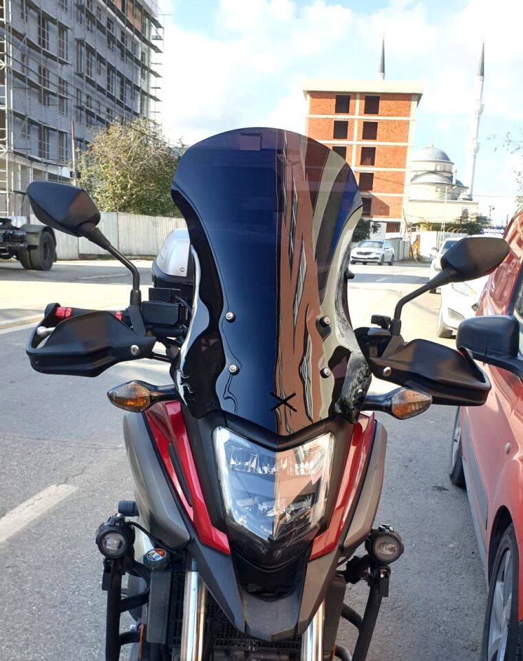 MOTOCAM Honda NC 700 750 X Ön Cam 2016-2020 Model 50cm Siyah Renkli 4mm ORTA BOYLU
