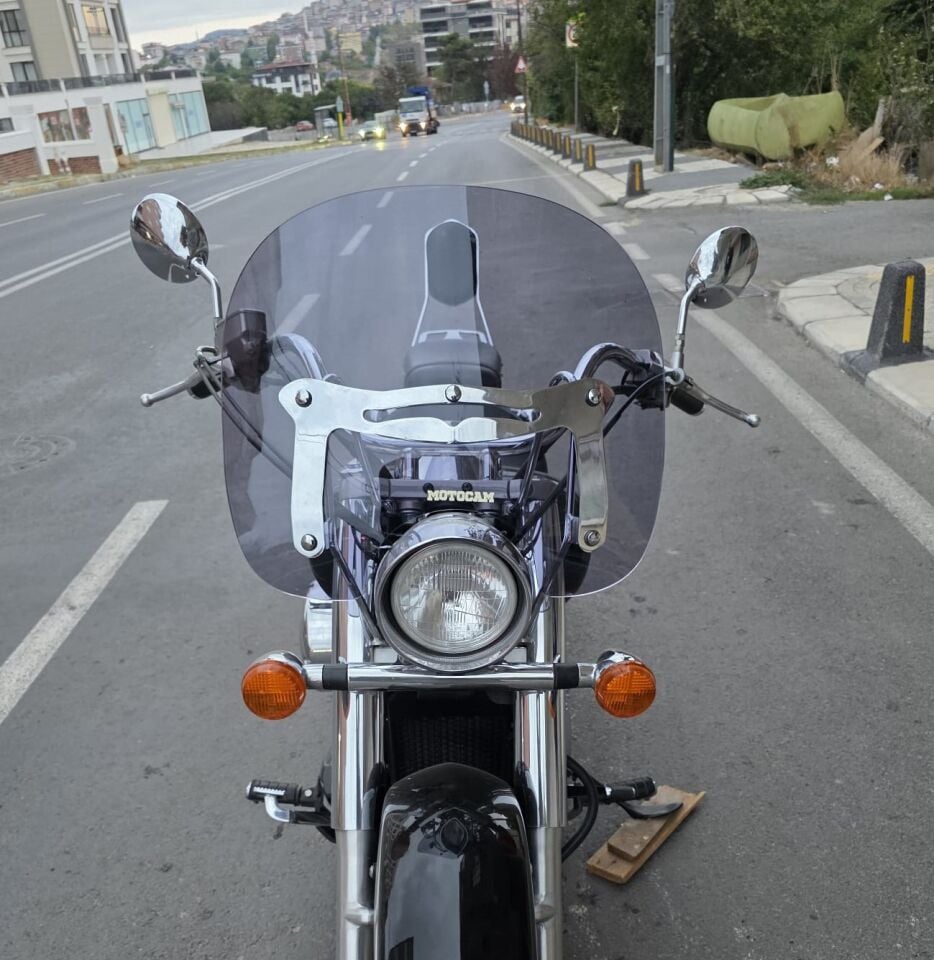 MOTOCAM Honda Shadow 750 Ön Cam 1999-2010 Model 45cm Füme Renkli 4mm APARATSIZ