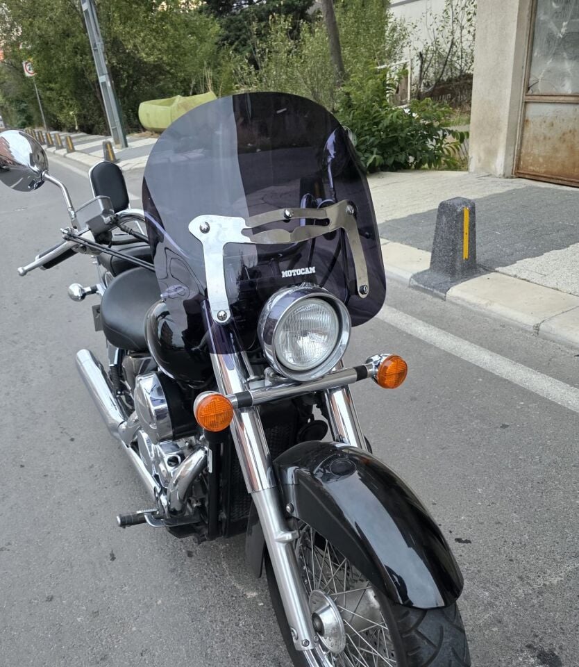 MOTOCAM Honda Shadow 750 Ön Cam 1999-2010 Model 45cm Siyah Renkli 4mm APARATSIZ