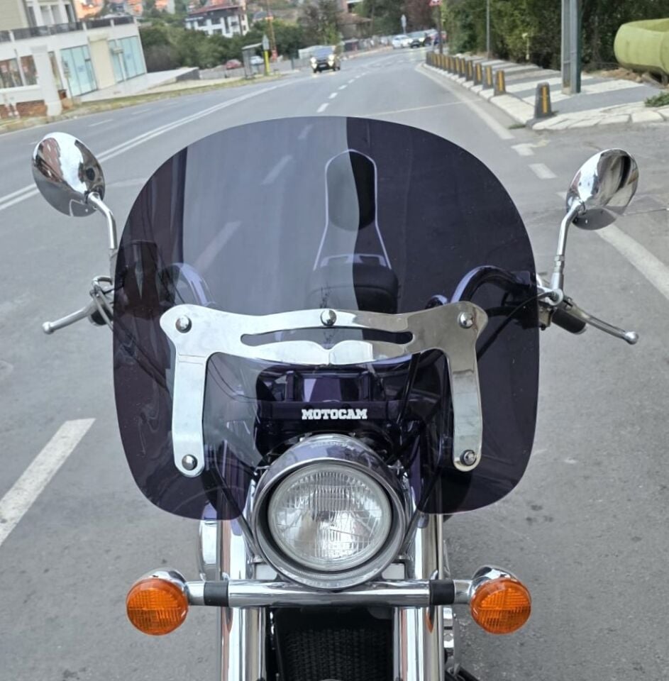 MOTOCAM Honda Shadow 750 Ön Cam 1999-2010 Model 45cm Siyah Renkli 4mm APARATSIZ