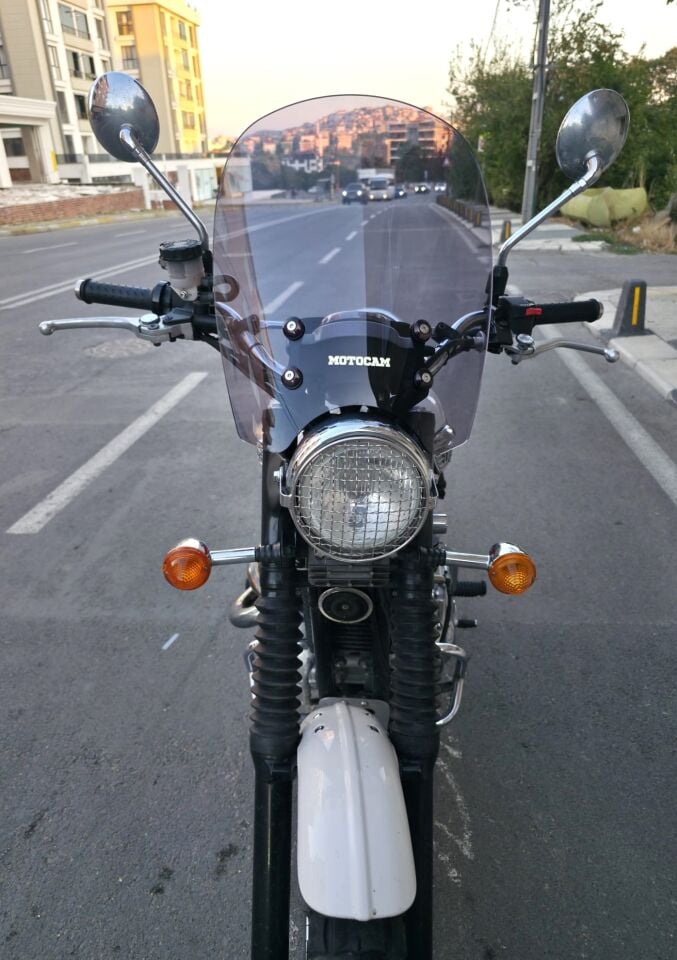 MOTOCAM Trıumph Scrambler 900 Ön Cam 2005-2025-2026 Model 45cm Füme Renkli 4mm