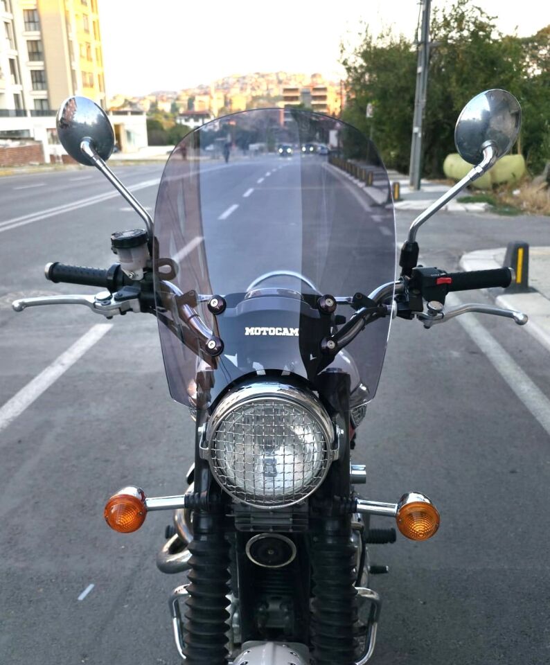MOTOCAM Trıumph Scrambler 900 Ön Cam 2005-2025-2026 Model 45cm Füme Renkli 4mm