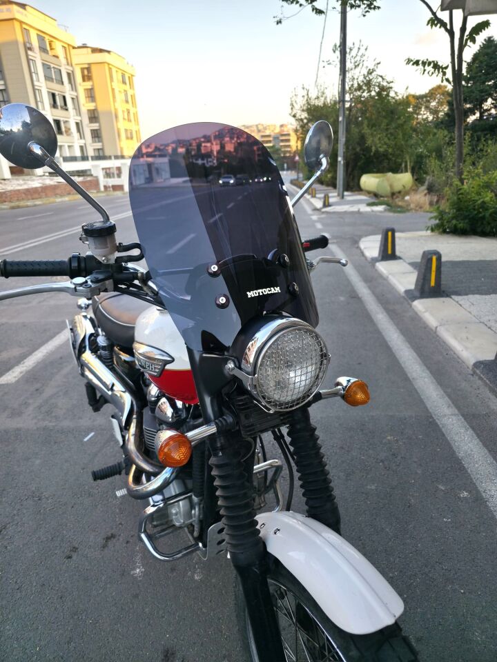 MOTOCAM Trıumph Scrambler 900 Ön Cam 2005-2025-2026 Model 45cm Siyah Renkli 4mm
