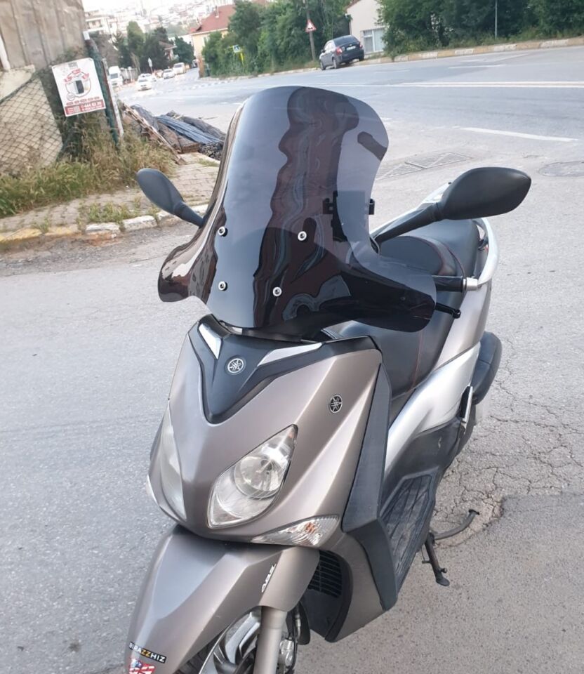 MOTOCAM Yamaha Xenter 150 Ön Cam 2013-2016 Model 50cm Siyah Renkli 4mm ELCİKLİ