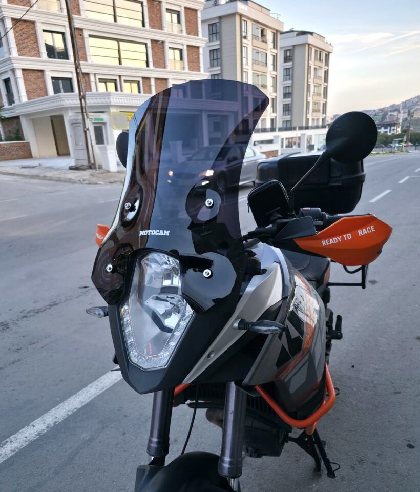 MOTOCAM KTM 1050 Ön Cam 2008-2017 Model 56cm Siyah Renkli 4mm