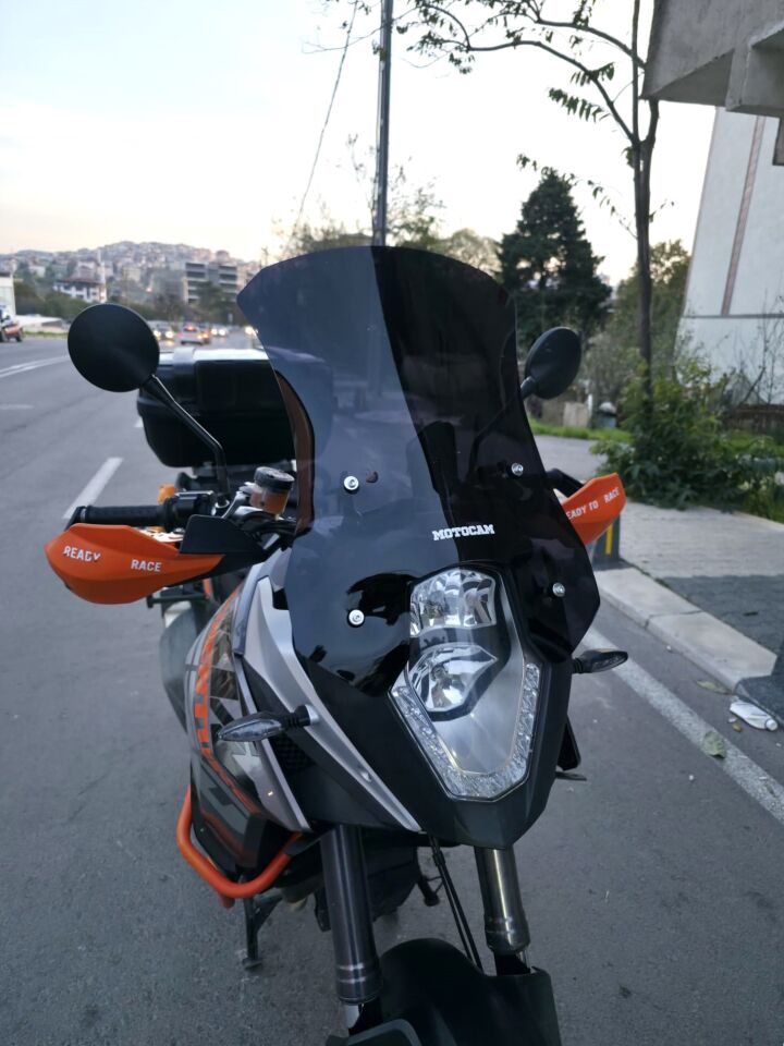MOTOCAM KTM 1190 Ön Cam 2008-2017 Model 56cm Siyah Renkli 4mm